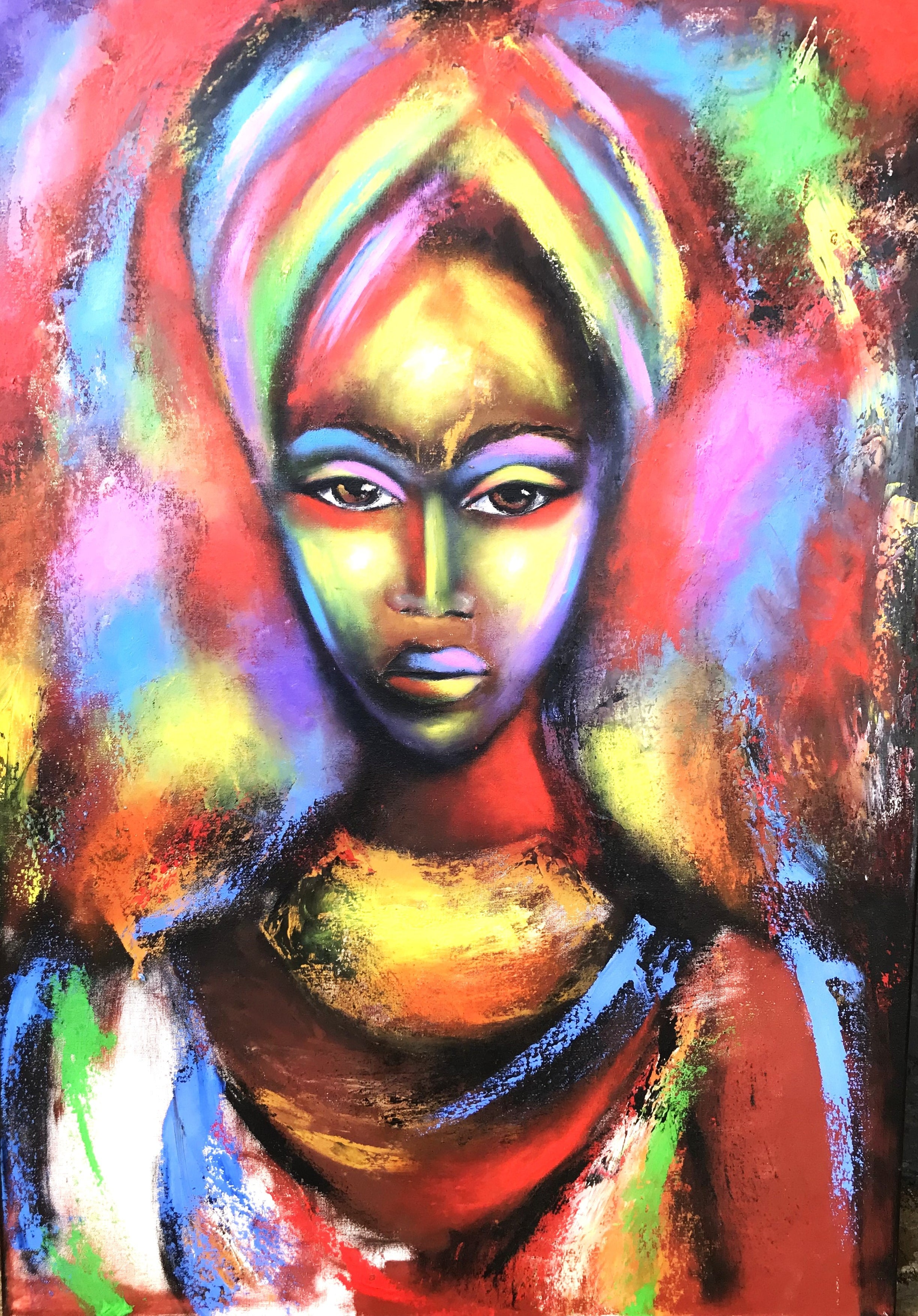 African Goddess - Oil on canvas by Dannielle Wittstock 84 x 60cm