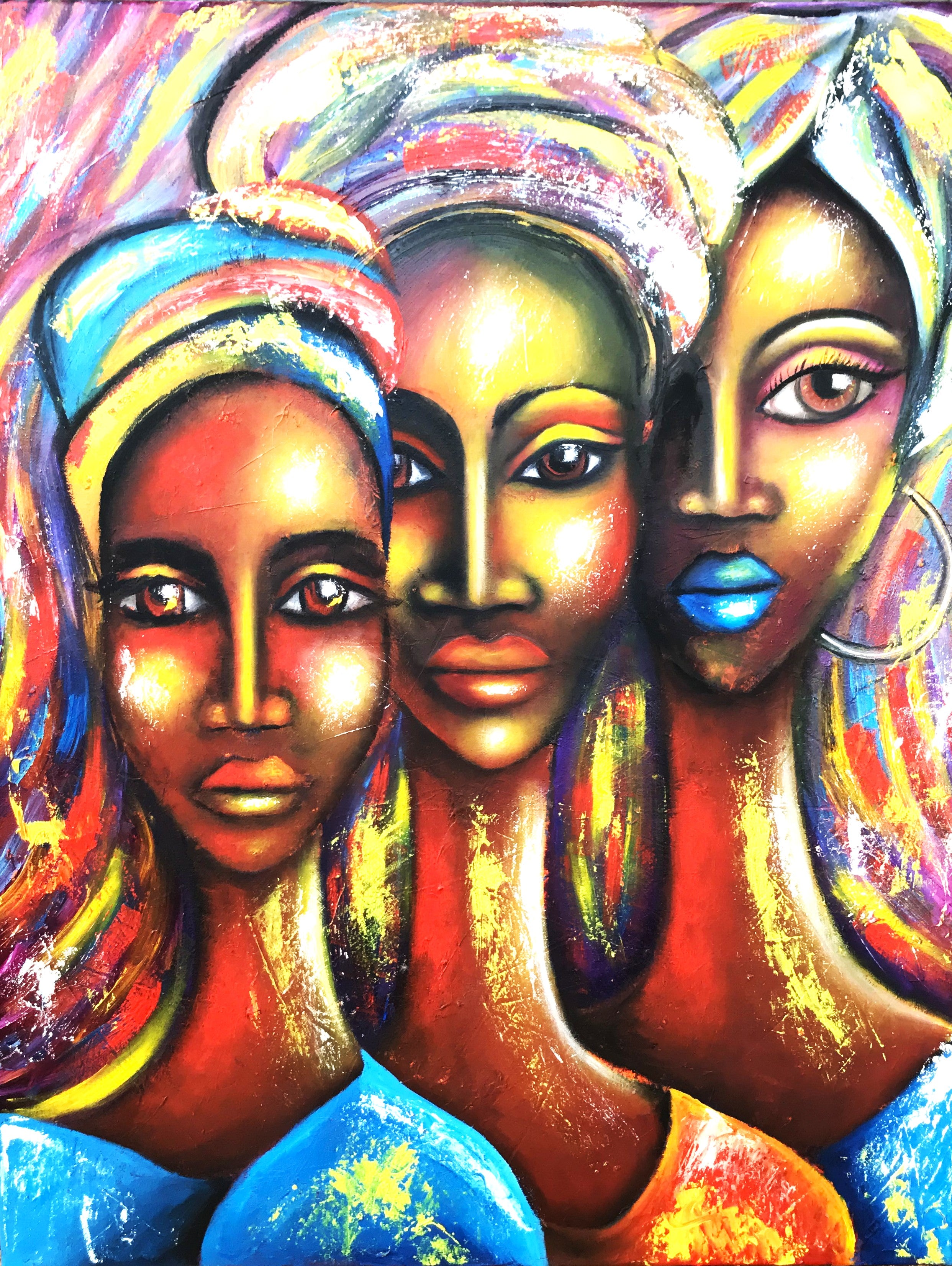 Women of Africa - Oil on canvas by Dannielle Wittstock 77 x 62cm